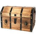 Vintiquewise Large Wooden Pirate Lockable Trunk with Lion Rings QI003038L